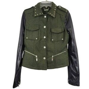 J2 Jacket Studded Collar Faux Leather Sleeved‎ with Pockets Juniors Size Small